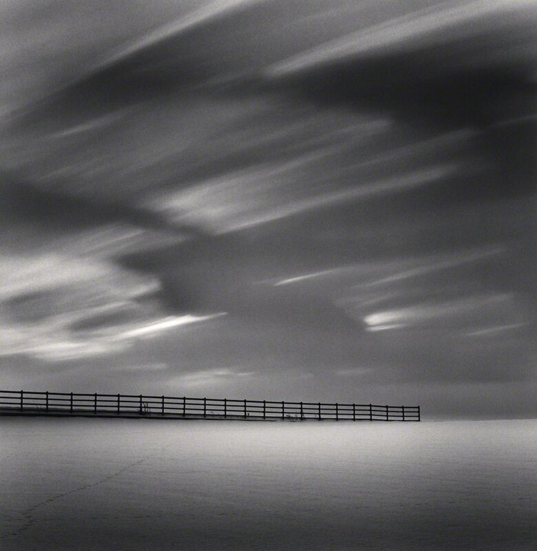 Michael Kenna, ‘Clouds, Fence and Snow, Nakafurano, Hokkaido, Japan’, 2013, Photography, Toned gelatin silver print, G. Gibson Gallery