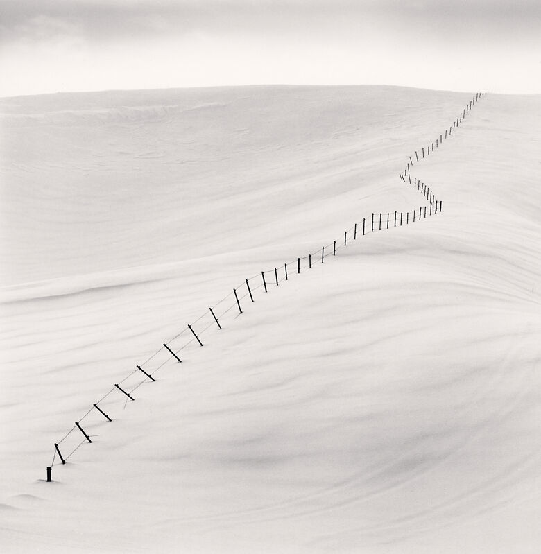 Michael Kenna, ‘Hillside Fence, Study 7, Teshikaga, Hokkaido’, 2004, Photography, Silver Gelatin Print, Framed in Grey with Museum Glass, Bau-Xi Gallery
