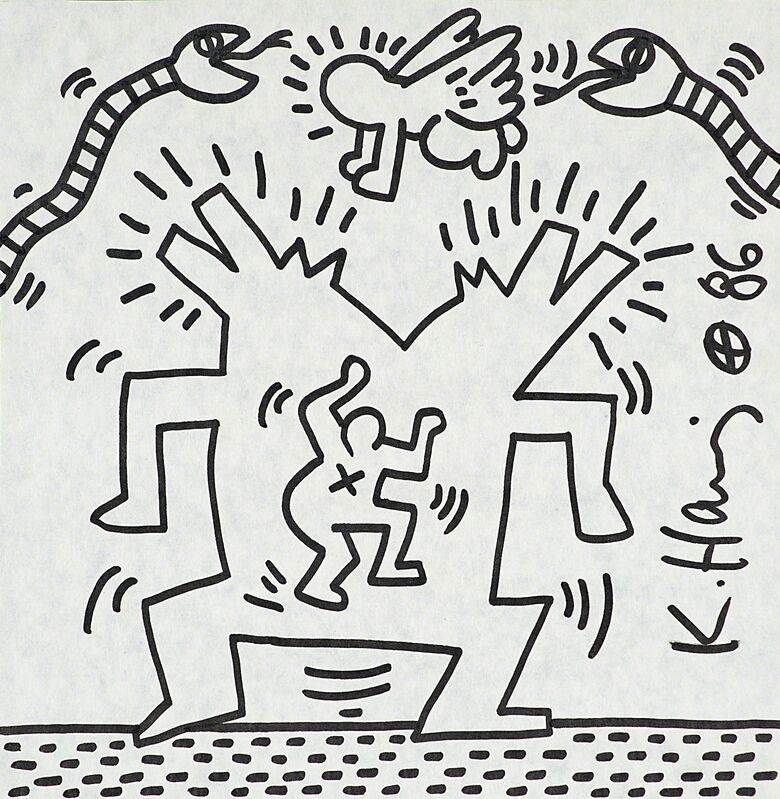 Keith Haring, ‘Untitled’, 1986, Drawing, Collage or other Work on Paper, Marker on paper (framed), Rago/Wright/LAMA