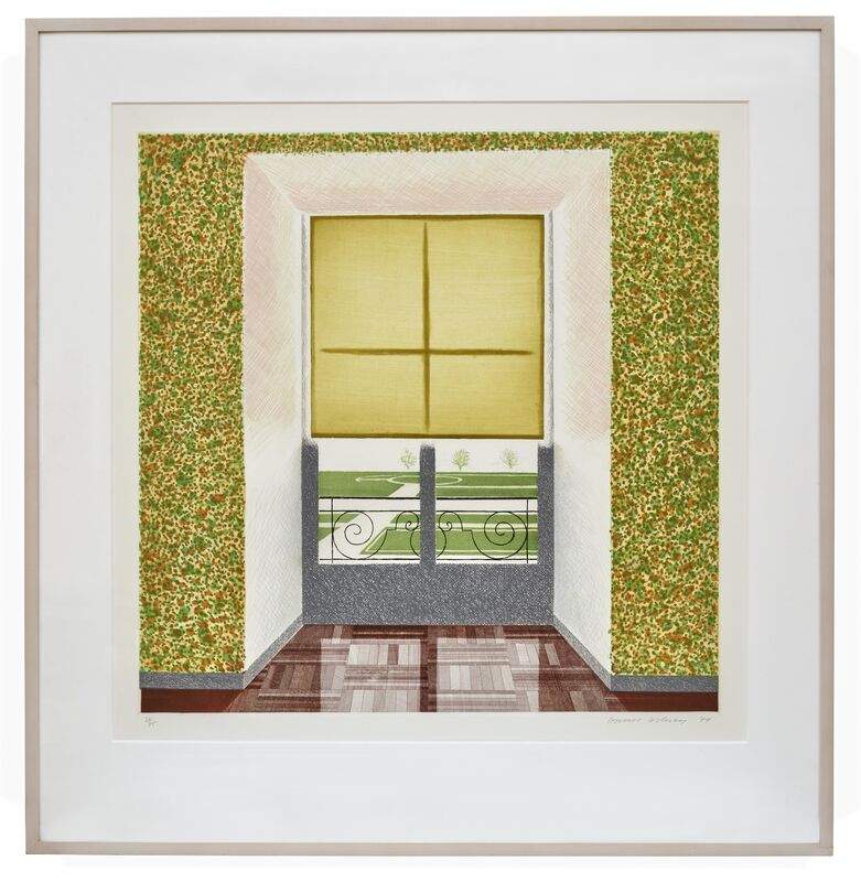 David Hockney, ‘Contrejour in the French Style’, 1974, Print, Etching and aquatint in colours, DELAHUNTY