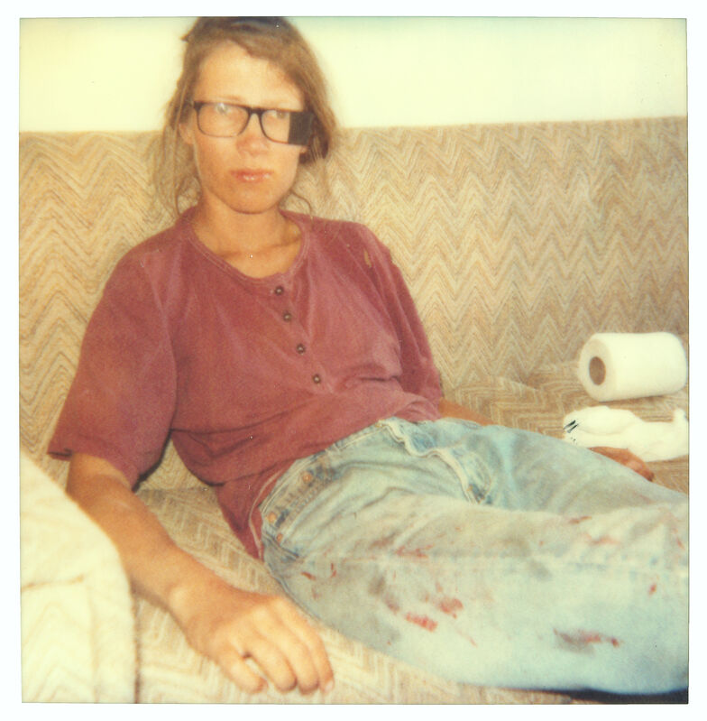 Stefanie Schneider, ‘Stefanie on Sofa beaten (29 Palms, CA) ’, 1998, Photography, Analog C-Print, hand-printed by the artist on Fuji Crystal Archive Paper, based on a Polaroid, not mounted, Instantdreams