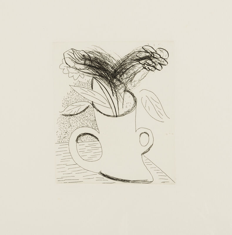 David Hockney, ‘Untitled (Flowers in double-handled vase)’, 1982-83, Print, Etching and drypoint printed in black, on hand-made cream wove paper, RAW Editions Gallery Auction