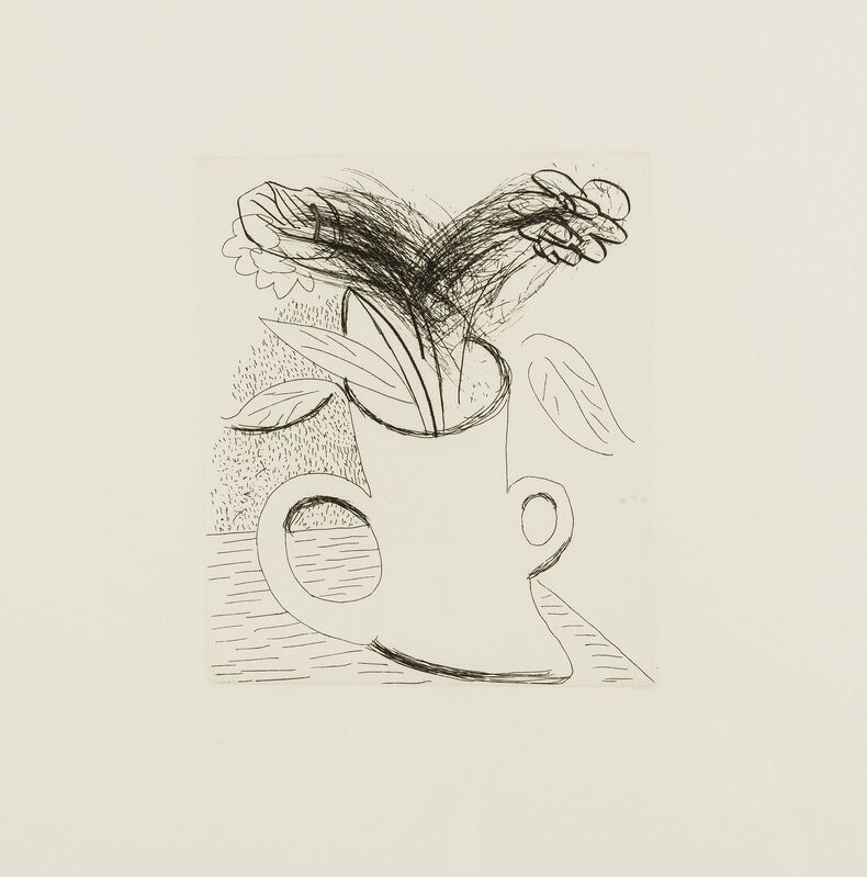 David Hockney, ‘Untitled (Flowers in double-handled vase)’, 1982-1983, Print, Etching with drypoint printed in black, Forum Auctions