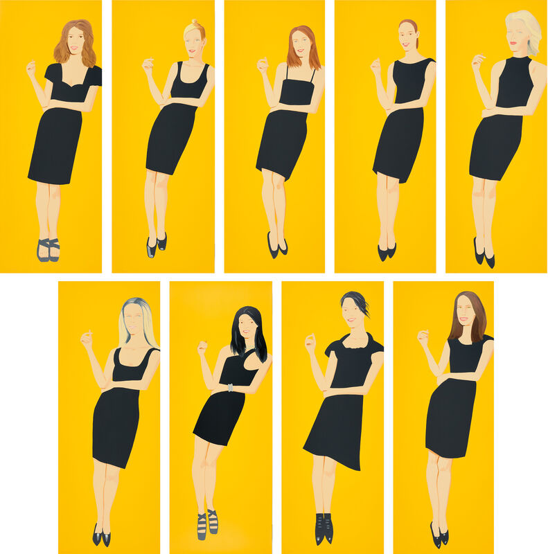 Alex Katz, ‘Black Dress’, 2015, Print, The complete set of nine screenprints in colors, on wove paper, the full sheets, all contained in the original yellow aluminum portfolio., Phillips