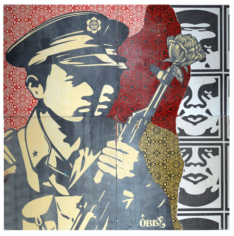 Shepard Fairey, ‘Chinese Soldiers’, ca. 2009, Drawing, Collage or other Work on Paper, Collage on 4 wooden panels, EHC Fine Art