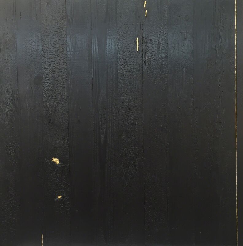 Miya Ando, ‘Kintsugi (Repaired with Gold) Shou Sugi Ban (Charred Cedar Wood) 4.4.1’, 2016, Painting, Charred wood, gold leaf, lacquer, San Francisco Cinematheque Benefit Auction