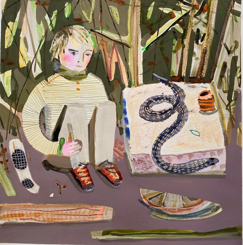 Erika Wastrom, ‘Ways of Seeing Nature (Jed and the snake)’,  2020, Drawing, Collage or other Work on Paper, Mixed media on paper, Gaa Gallery