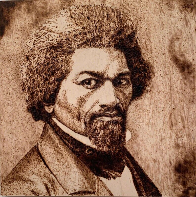 Nancy Lunsford, ‘Frederick Douglass’, 2018, Drawing, Collage or other Work on Paper, Pyrography on wood panel, 440 Gallery 