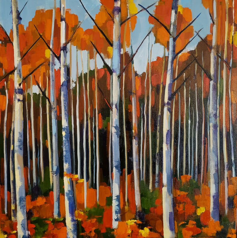 Jenn Hallgren, ‘Birch Forest 1’, 2019, Painting, Oil on canvas, InLiquid