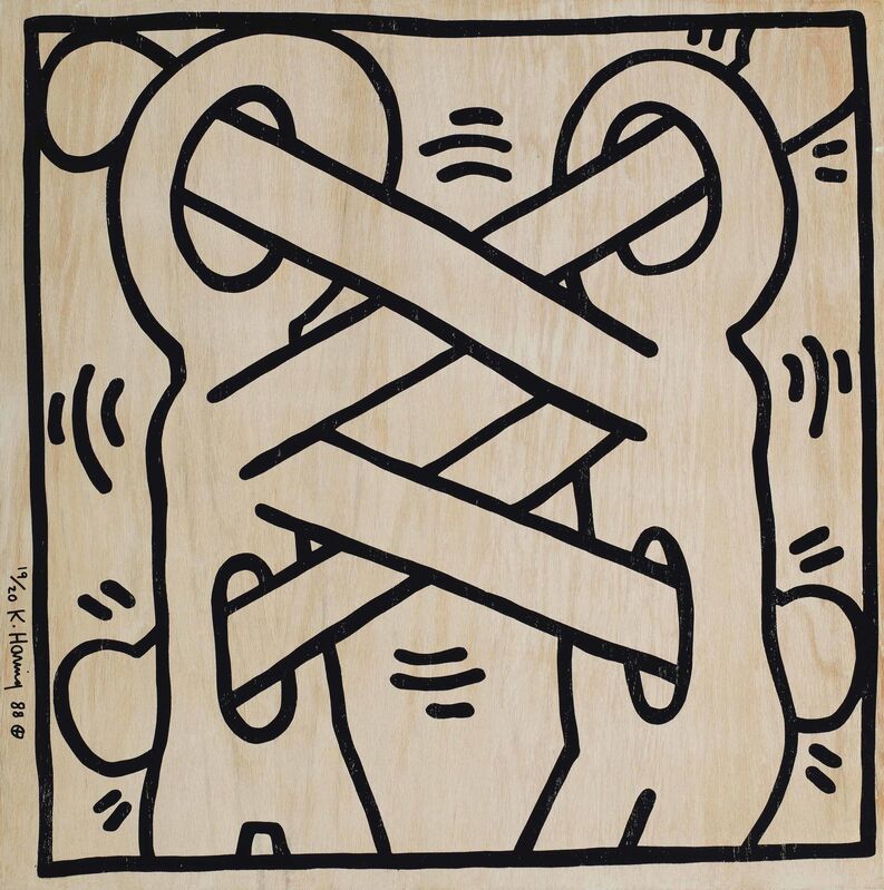 Keith Haring, ‘Art Attack on AIDS’, 1988, Print, Screenprint, on oak Veneer plywood, Christie's