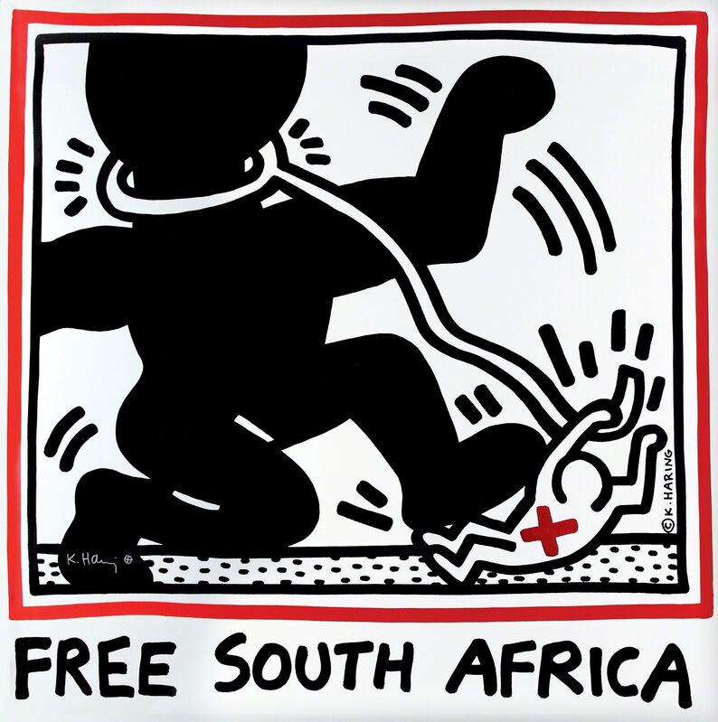 Keith Haring, ‘Free South Africa’, 1984, Print, Colored lithograph, Bertolami Fine Arts