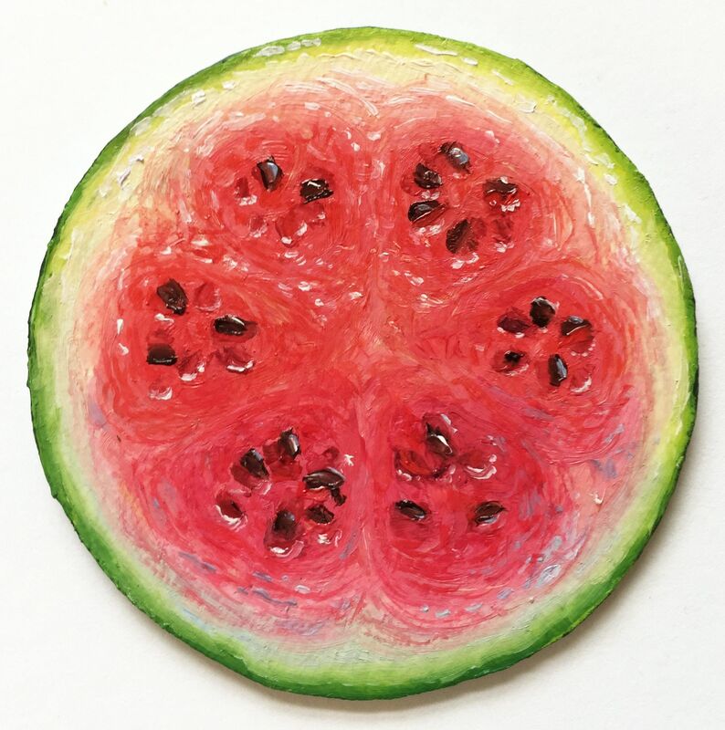 Alonsa Guevara, ‘Watermelon’, 2020, Painting, Oil on paper (300 gsm archival HP Fabriano paper), Sugarlift