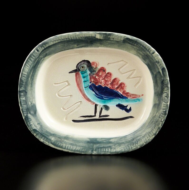 Pablo Picasso, ‘Polychrome bird (Oiseau polychrome)’, 1947, Design/Decorative Art, White earthenware rectangular dish, painted in colors with boring-rod engraving and colored glazes., Phillips
