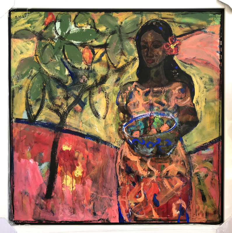 John Maitland, ‘Girl with Basket of Mangoes’, 2019, Painting, Mixed Media on Board, Wentworth Galleries