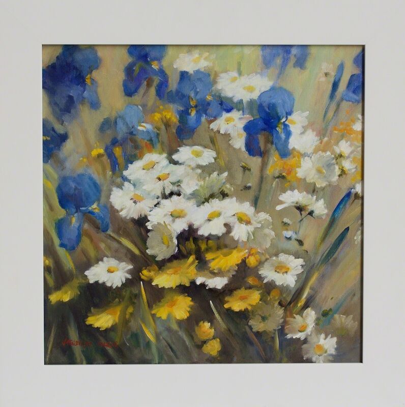 Jacqueline Fowler, ‘'Daisies and Irises'’, 2014, Painting, Oil on Canvas, Wentworth Galleries