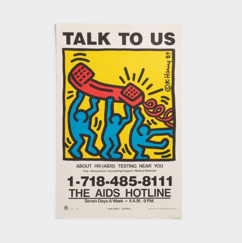 Keith Haring, ‘TALK TO US + ¡LLAMANOS! (1989 AIDS Hotline Campaign Posters)’, 1989, Ephemera or Merchandise, Ink, paper, Artificial Gallery