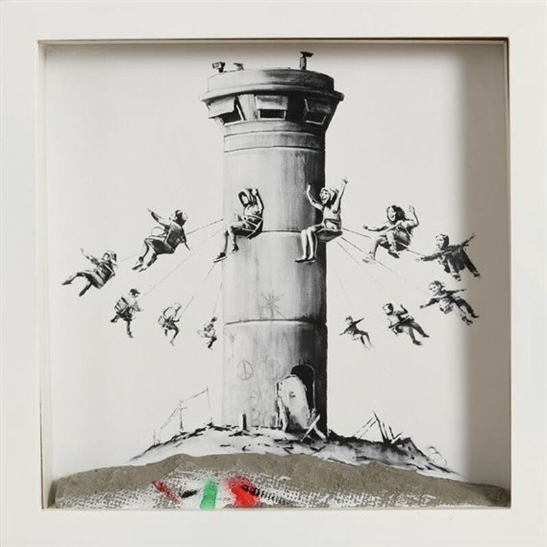 Banksy, ‘Walled Off Hotel Print Box Set ’, 2017, Ephemera or Merchandise, Offset print, shadow-box framed in white., 3 White Dots