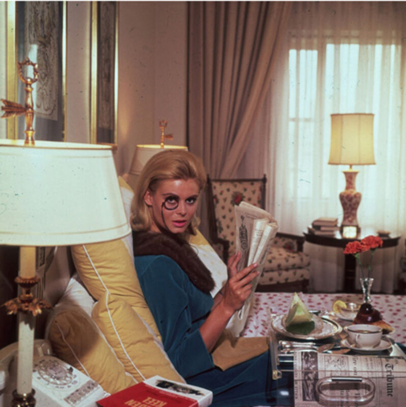 Slim Aarons, ‘Monocled Miss, 1964: Renata Boeck enjoying breakfast in bed at the Regency Hotel in New York’, 1964, Photography, C-Print, Staley-Wise Gallery