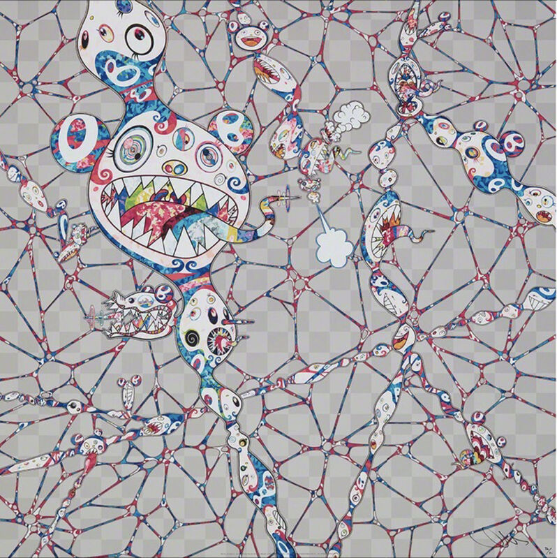 Takashi Murakami, ‘We are Destined to Meet Someday! But for Now, We Wander in Different Dimensions；Chaos: Primordial Life；DOB: Myxomycete’, 2016-2017, Print, Three offset lithographs in colors, Der-Horng Art Gallery