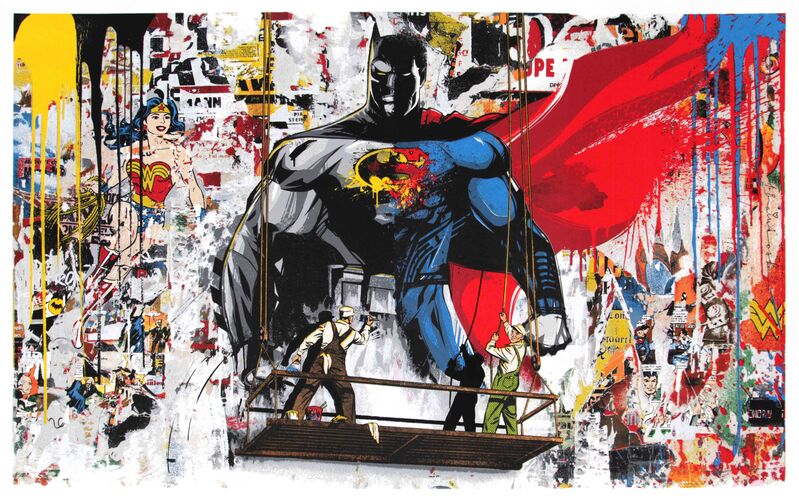 Mr. Brainwash, ‘Batman vs. Superman’, 2016, Print, A thirteen-color screen-print on hand torn archival art paper, DANE FINE ART
