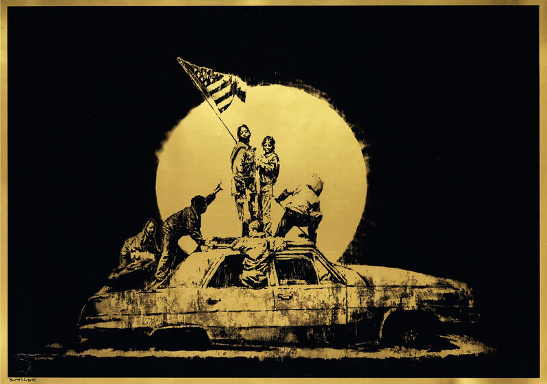 Banksy, ‘Gold Flag / Formica Flag’, 2007, Print, Screenprint on gold foil coated Chromalux paper, artempus