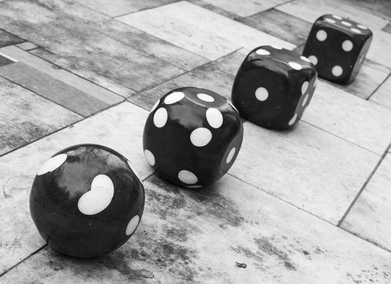 Bertalan Andrasfalvy, ‘(4 pieces) Rolling dice/Turning luck’, 2021, Sculpture, Marble, Granite, TurningArt