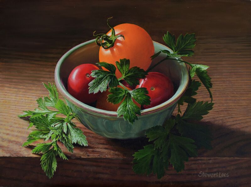 Stewart Lees, ‘Tomatoes and Parsley’, Painting, Oil on Panel, Gladwell & Patterson