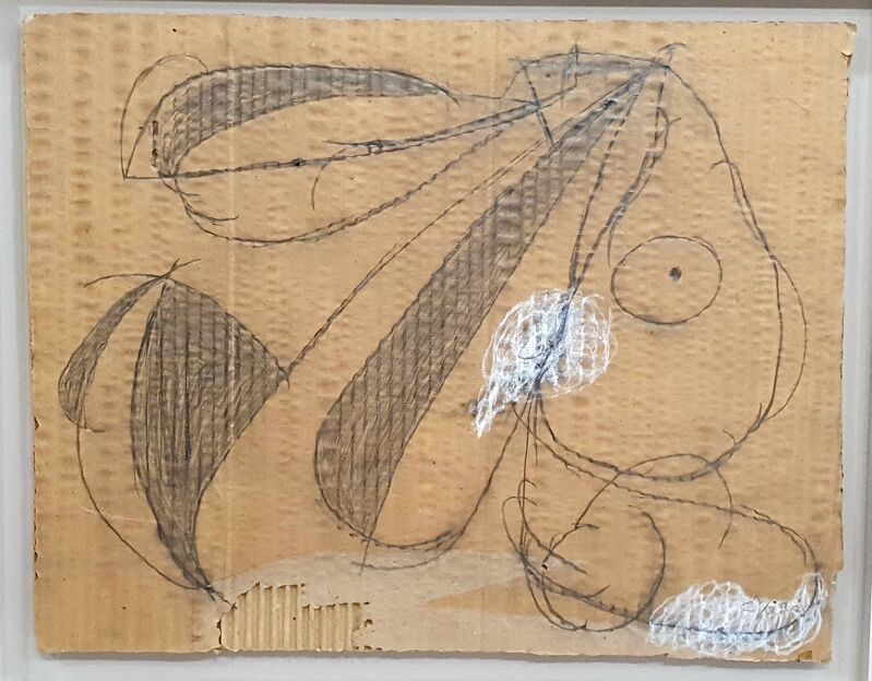 Joan Miró, ‘Femme’, 1979, Drawing, Collage or other Work on Paper, Pencil and crayons on corrugated cardboard, Artelandia Gallery