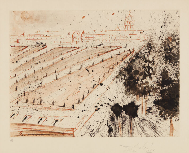 Salvador Dalí, ‘Esplanade des Invalides, plate 2 from the Paris Series, by Lluís Bracons’, 1963, Print, Etching and aquatint in colors, on Richard de Bas paper, with full margins, Phillips