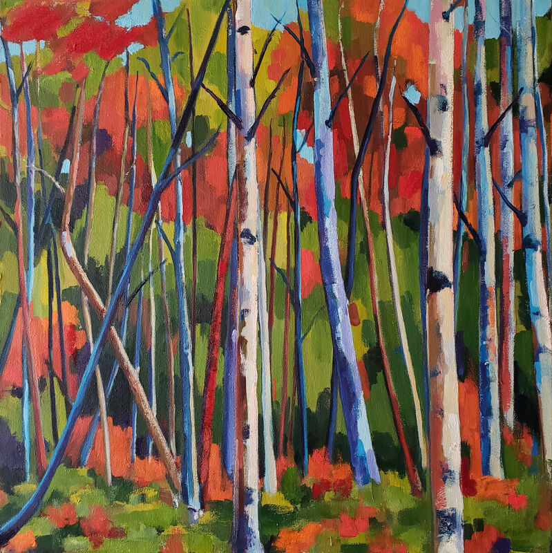 Jenn Hallgren, ‘Birch Garden with Red Sand ’, 2019, Painting, Oil on canvas, InLiquid