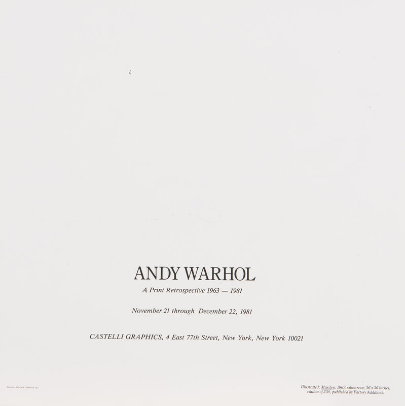Andy Warhol, ‘Marilyn (Announcement)’, 1981, Ephemera or Merchandise, Silkscreen print in colours, EHC Fine Art Gallery Auction