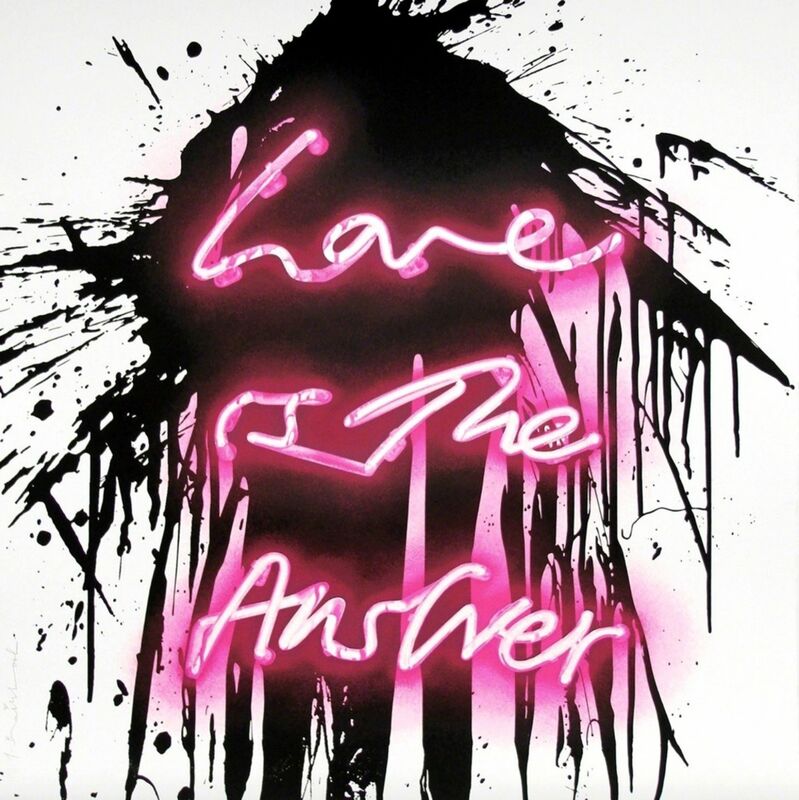 Mr. Brainwash, ‘Love is the Answer’, 2018, Print, Five color screen print on hand torn archival art paper. pencil signed and numbered with thumbprint verso. unframed., Alpha 137 Gallery Gallery Auction