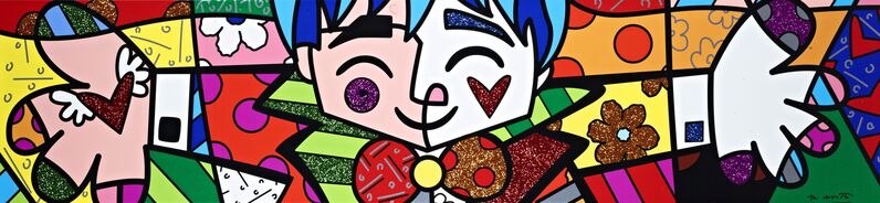 Romero Britto, ‘Big Hug | hand embellished’, 2019, Mixed Media, Hand-embellished boxed canvas with diamond dust, Castle Fine Art