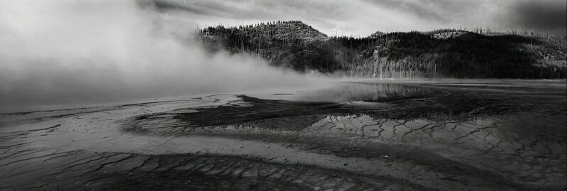 Cody S. Brothers, ‘Black & White Panoramic Photography: 'Prism Pool #1- Yellowstone'’, 2018, Photography, Black & White Digital Chromogenic Print, Laminate, Black wood float frame, Ivy Brown Gallery