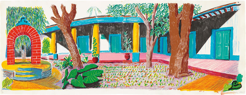 David Hockney, ‘Hotel Acatlán: Second Day, from the 'Moving Focus' Series’, 1984-85, Print, Lithograph in colors, on two sheets of TGL handmade paper (as issued), the full sheets., Phillips