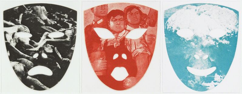 Vito Acconci, ‘Red mask, End mask, People mask’, 1983, Print, Etching with embossing, Graphicstudio USF