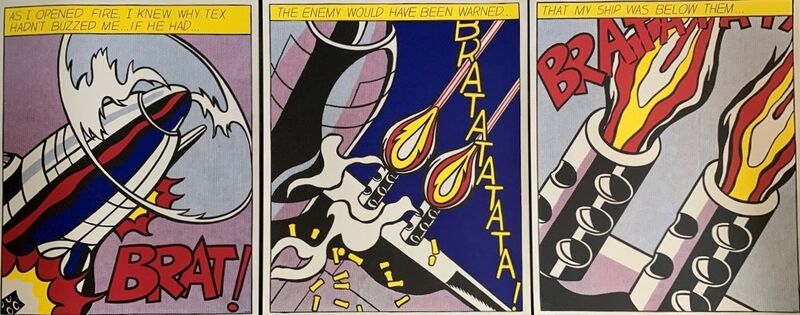 Roy Lichtenstein, ‘As I Opened Fire Triptych’, 1966, Print, Offset color lithographs on wove paper, Artsy x Capsule Auctions