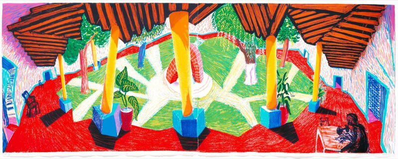 David Hockney, ‘Hotel Acatlán: Two Weeks Later, from: The Moving Focus Series’, 1985, Print, Lithograph in colors on two sheets of HMP handmade wove paper, Upsilon Gallery