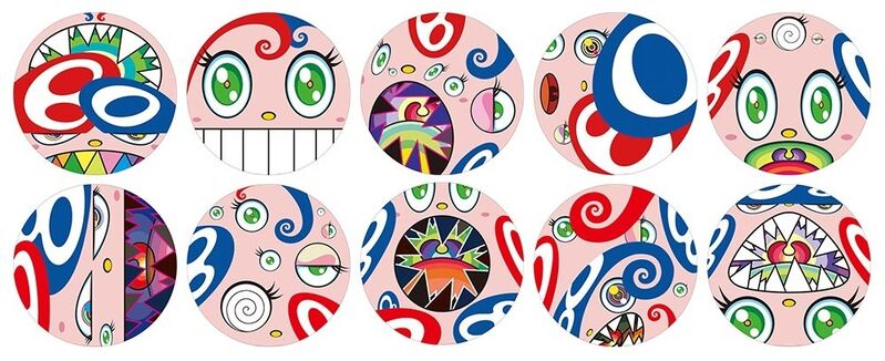 Takashi Murakami, ‘WE ARE THE SQUARE JOCULAR CLAN PRINT SET OF 10 CIRCLE PRINTS ’, 2018, Print, Offset print, with silver and high gloss varnishing, Dope! Gallery