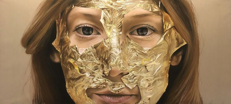 Oliver Jones, ‘Gold Lead Face Mask II’, 2018, Drawing, Collage or other Work on Paper, Pastel on Paper, Cynthia Corbett Gallery