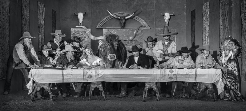 David Yarrow, ‘The Last Supper In Texas’, 2021, Photography, Museum Glass, Passe-Partout & Black wooden frame, Leonhard's Gallery