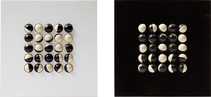 Paul Talman, ‘Objekt’, 1964, Mixed Media, Two-sided black and white Plexiglas with inset painted ping pong balls, Phillips