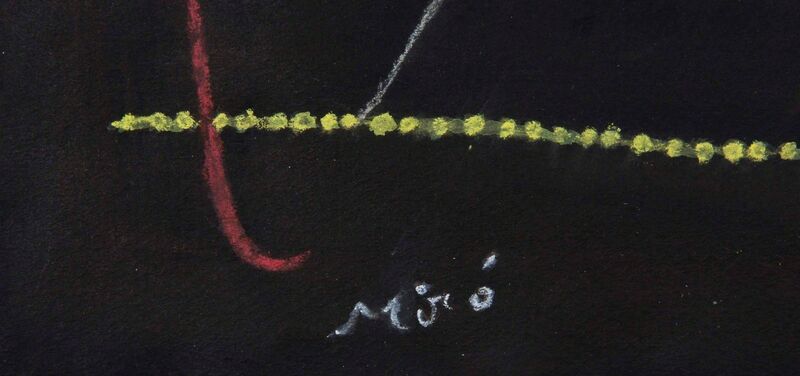 Joan Miró, ‘Composition au visage’, 1955, Drawing, Collage or other Work on Paper, Colored chalks on black paper, Cambi