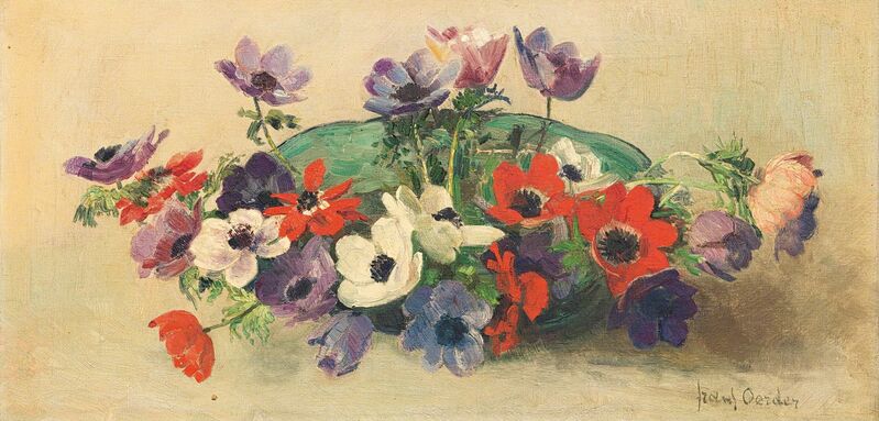 Frans Oerder, ‘Still Life with Bowl of Anemones’, Painting, Oil on canvas, Strauss & Co