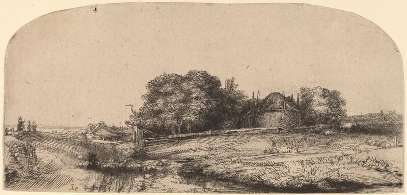 Rembrandt van Rijn, ‘Landscape with a Hay Barn and a Flock of Sheep’, 1652, Print, Etching and drypoint, National Gallery of Art, Washington, D.C.