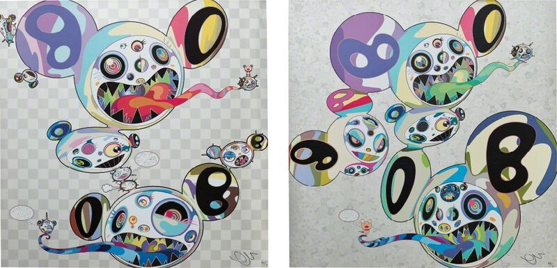 Takashi Murakami, ‘Parallel Universe; and Spiral’, 2014, Print, Two offset lithographs in colours, on smooth wove paper, the full sheets, Phillips