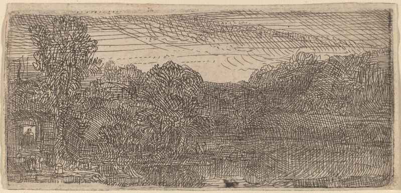 Rembrandt van Rijn, ‘Small Gray Landscape: a House and Trees beside a Pool’, ca. 1640, Print, Etching, National Gallery of Art, Washington, D.C.