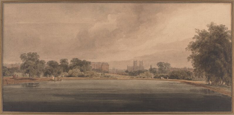 Thomas Girtin, ‘St. James' Park with a View of Westminster Abbey’, Drawing, Collage or other Work on Paper, Watercolor over graphite on oatmeal paper, National Gallery of Art, Washington, D.C.
