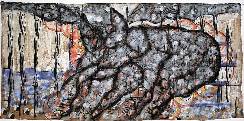 Mario Merz, ‘Untitled’, 1983, Painting, Mixed media on jute, Giorgio Persano