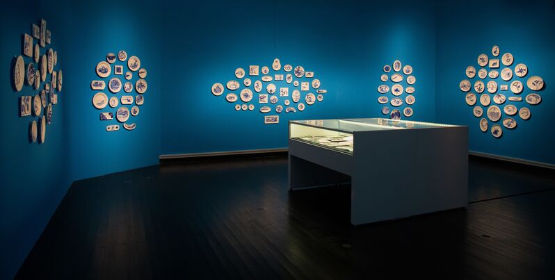 Hazel Lim, ‘A Botanical and Wildlife Survey – Singapore’, 2013, Installation, Porcelain plates with drawings, student journals and video. Video duration 10:00 mins, Singapore Art Museum (SAM)